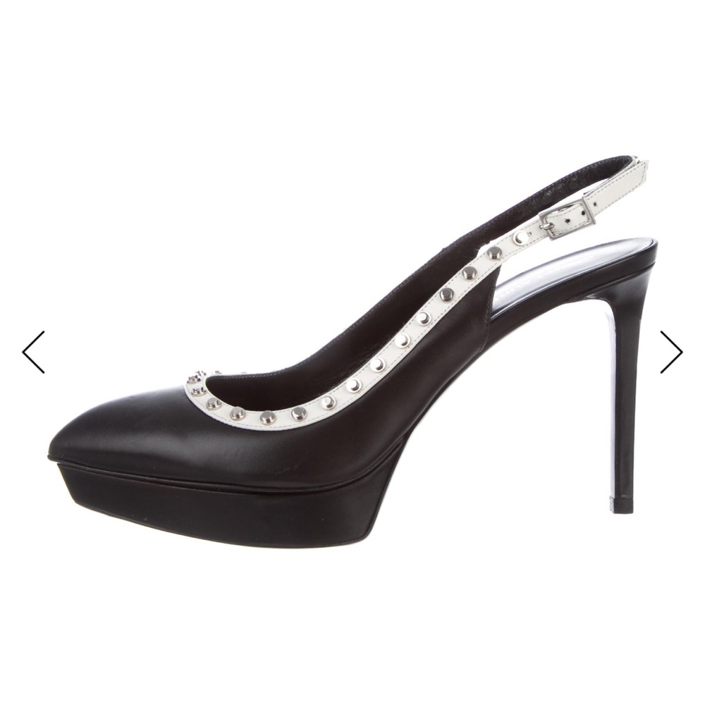 Never worn, Saint Laurent Black and Silver Studded Heels with box size 9.5